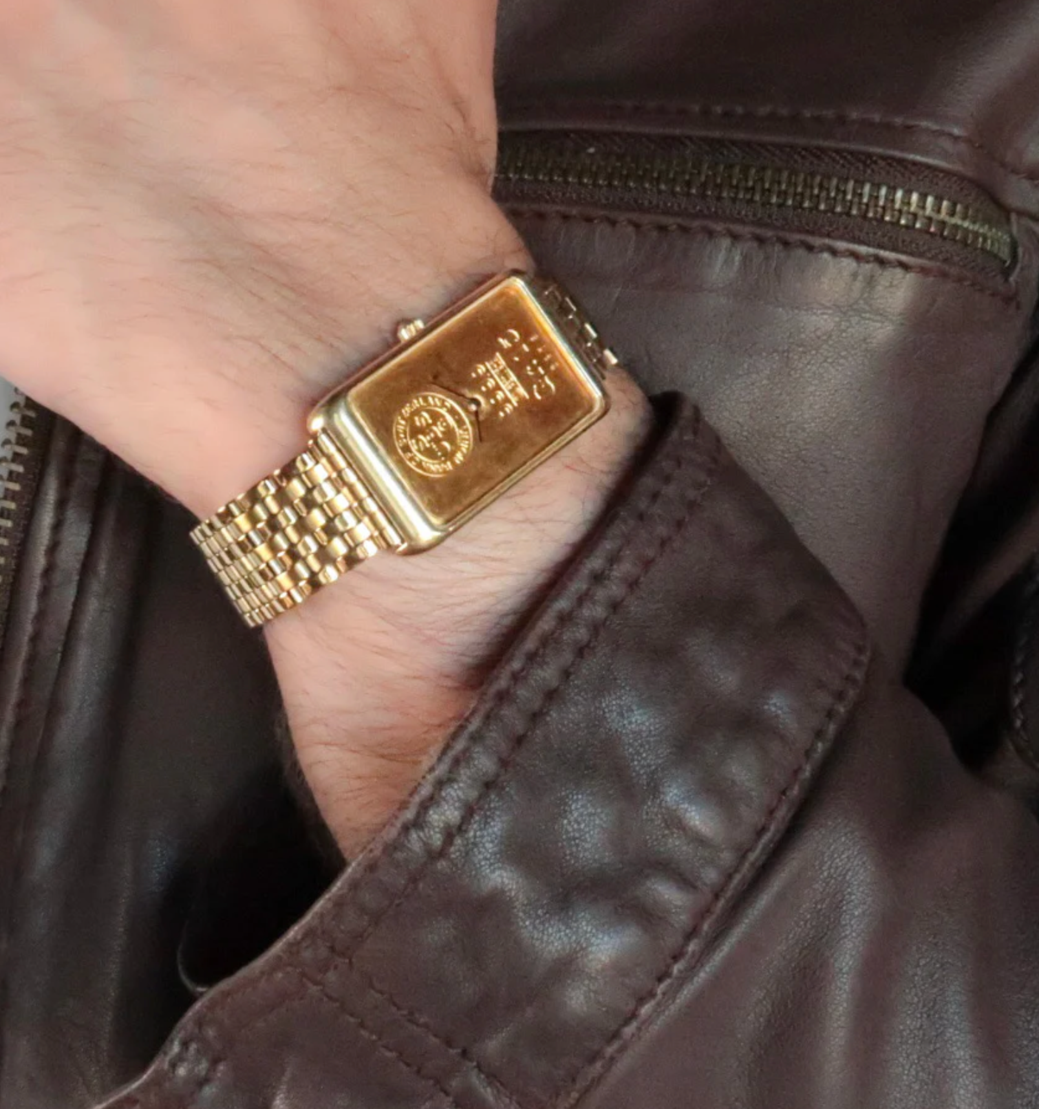 Gold Plated Forstner 7-Row Beads of Rice Watch Bracelet