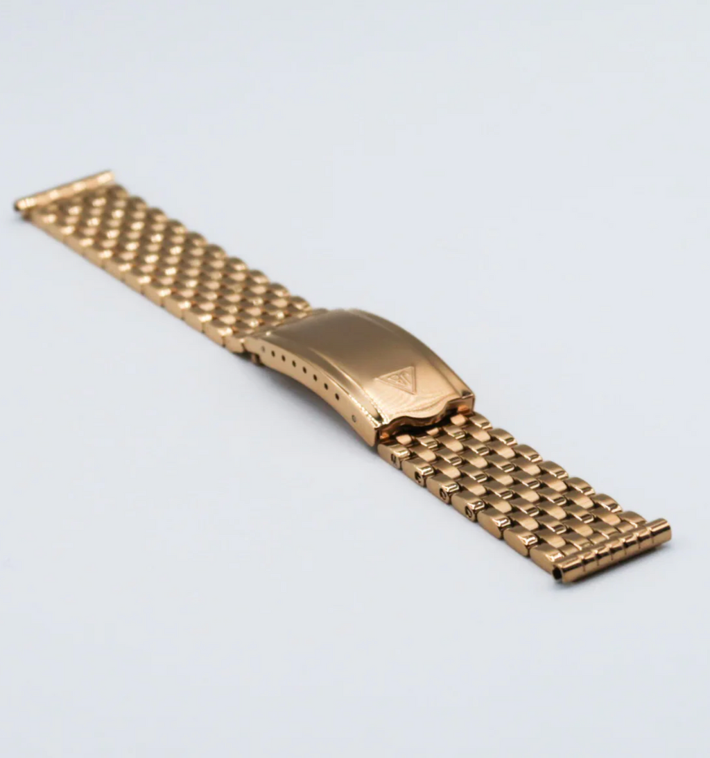 Gold Plated Forstner 7-Row Beads of Rice Watch Bracelet