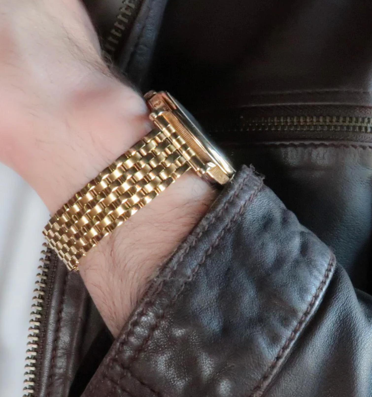 Gold Plated Forstner 7-Row Beads of Rice Watch Bracelet